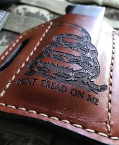 Custom Magazine Holder, Spare magazine, laser Engraved, Personalized, Leather Mag Holder, 1911, Gadsden Flag, Don't Tread On Me