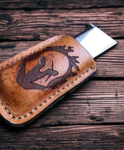 Spartan, Laser Engraved, magazine holder, spring clip, belt holder, leather